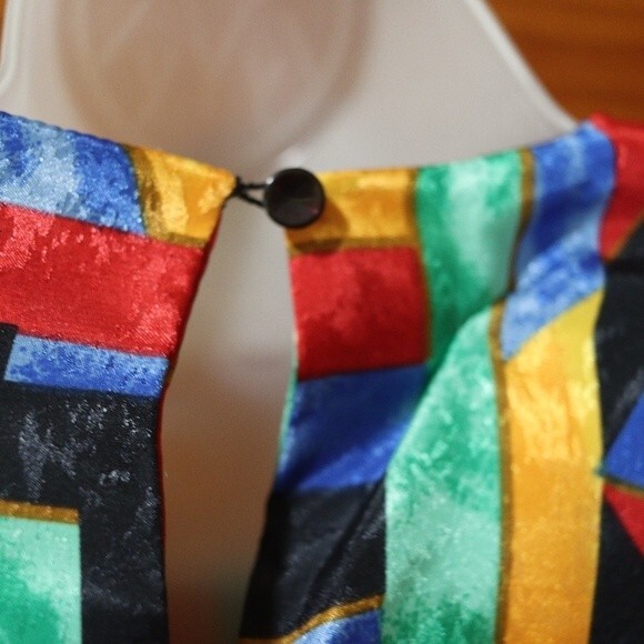 Neiman Marcus Bright Loud Bold Colorful Geometric 80s Shoulder Pads Top 8 - Picture 8 of 11